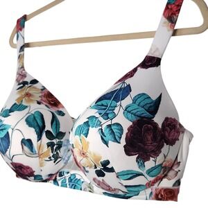 Cacique 40DD Floral T Shirt Bra Full Coverage Underwire Lightly Lined